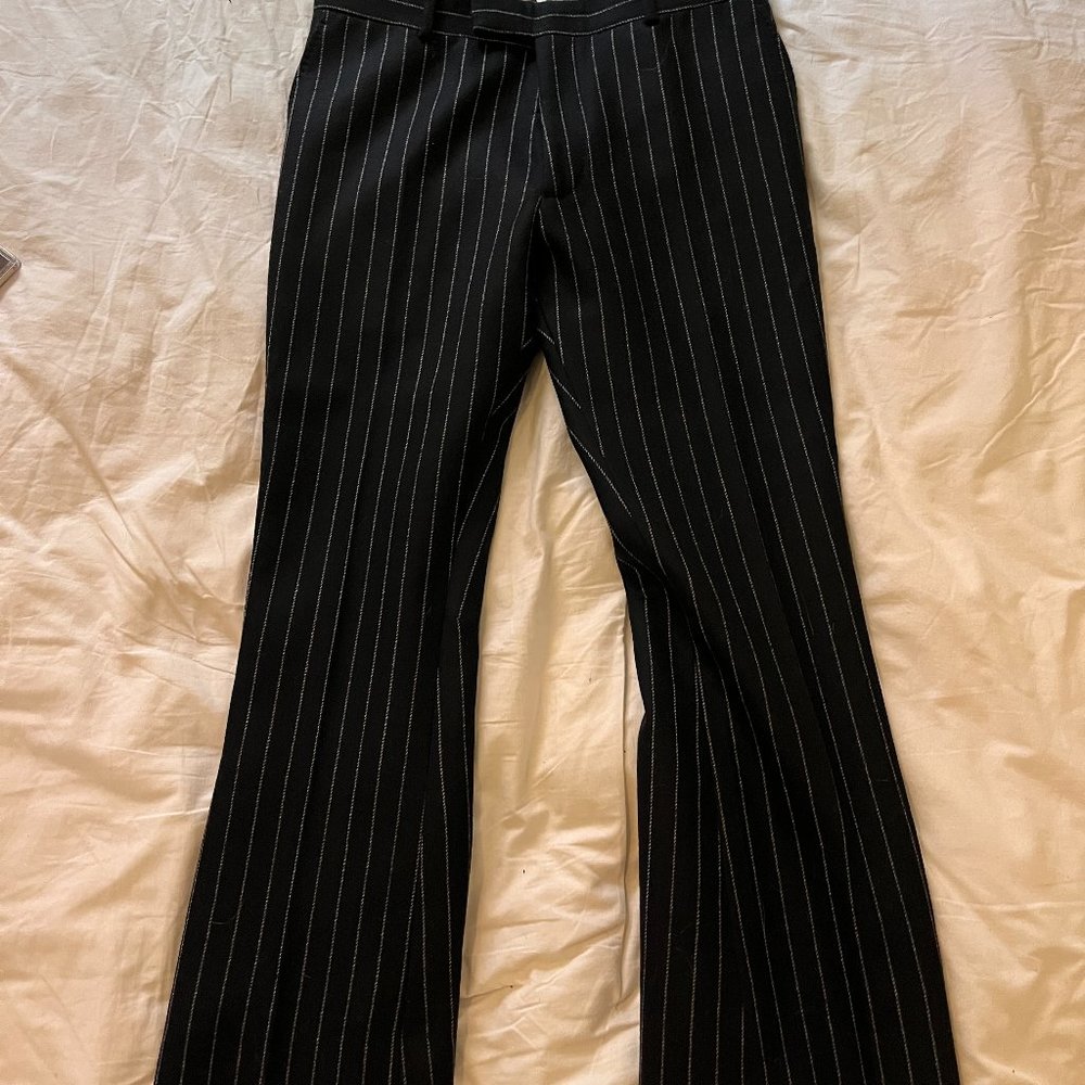 ALEXANDER McQUEEN Men's Pinstripe Flared Wool Trousers